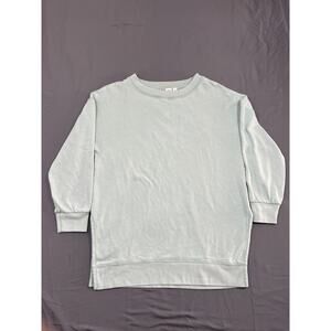 Gap Hi-Lo Fleece Sweatshirt Womens Large Mint Green Cotton Relaxed Fit Ribbed